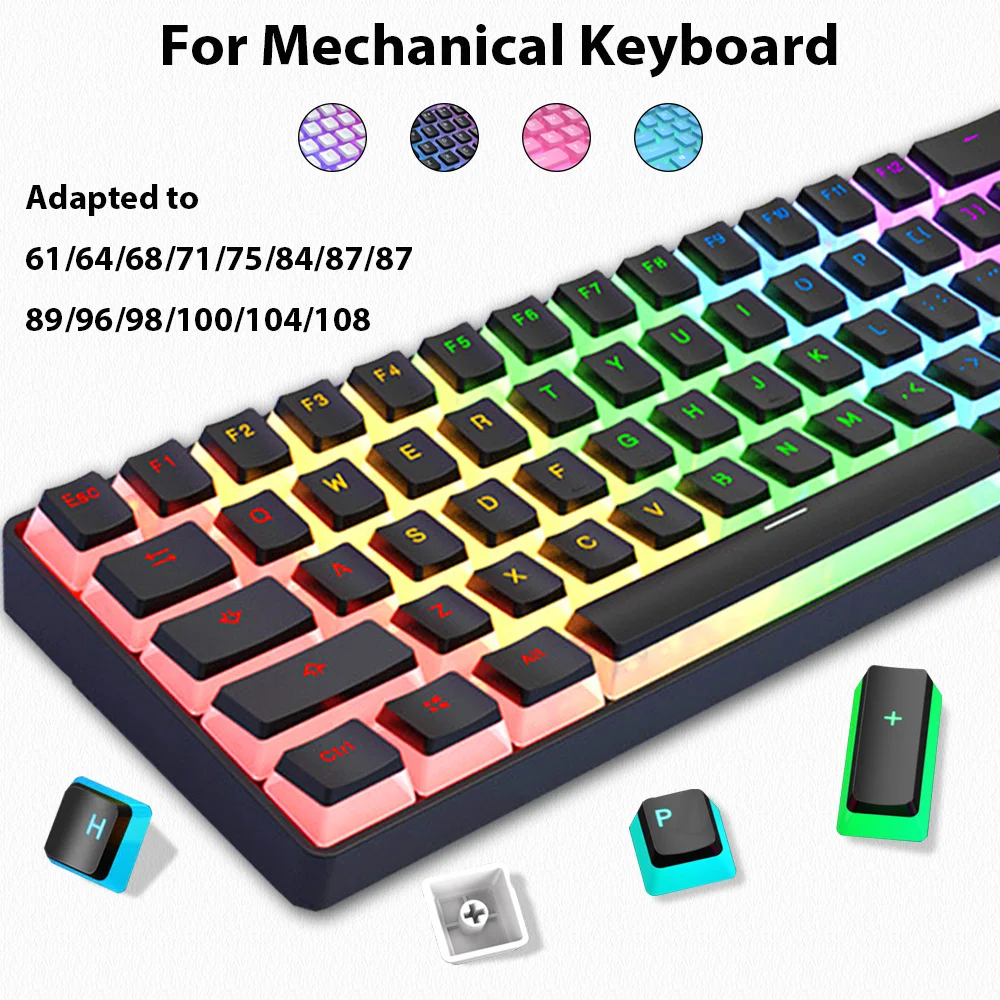Gaming Keyboard No Rgb - 129-клавишные колпачки для клавиш PBT Double